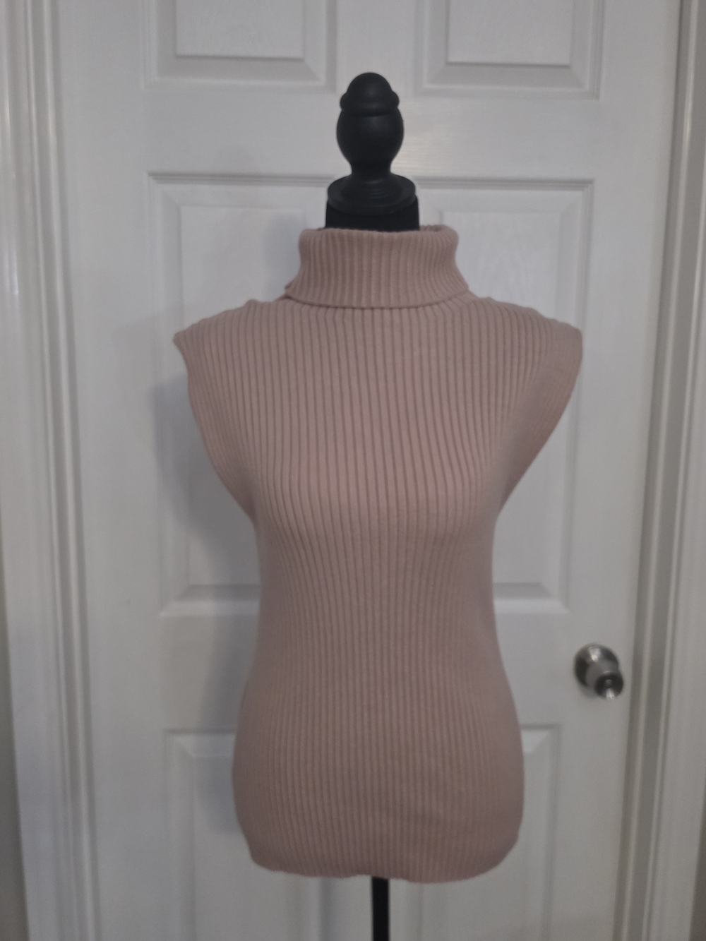 Fate Sleeveless Ribbed Turtleneck - Tan